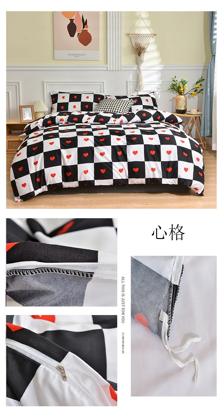 Black and White Bedding Set for Double Bed sabanas cama matrimonial Queen/King Comforter Sets Single Duvet Cover with Pillowcase