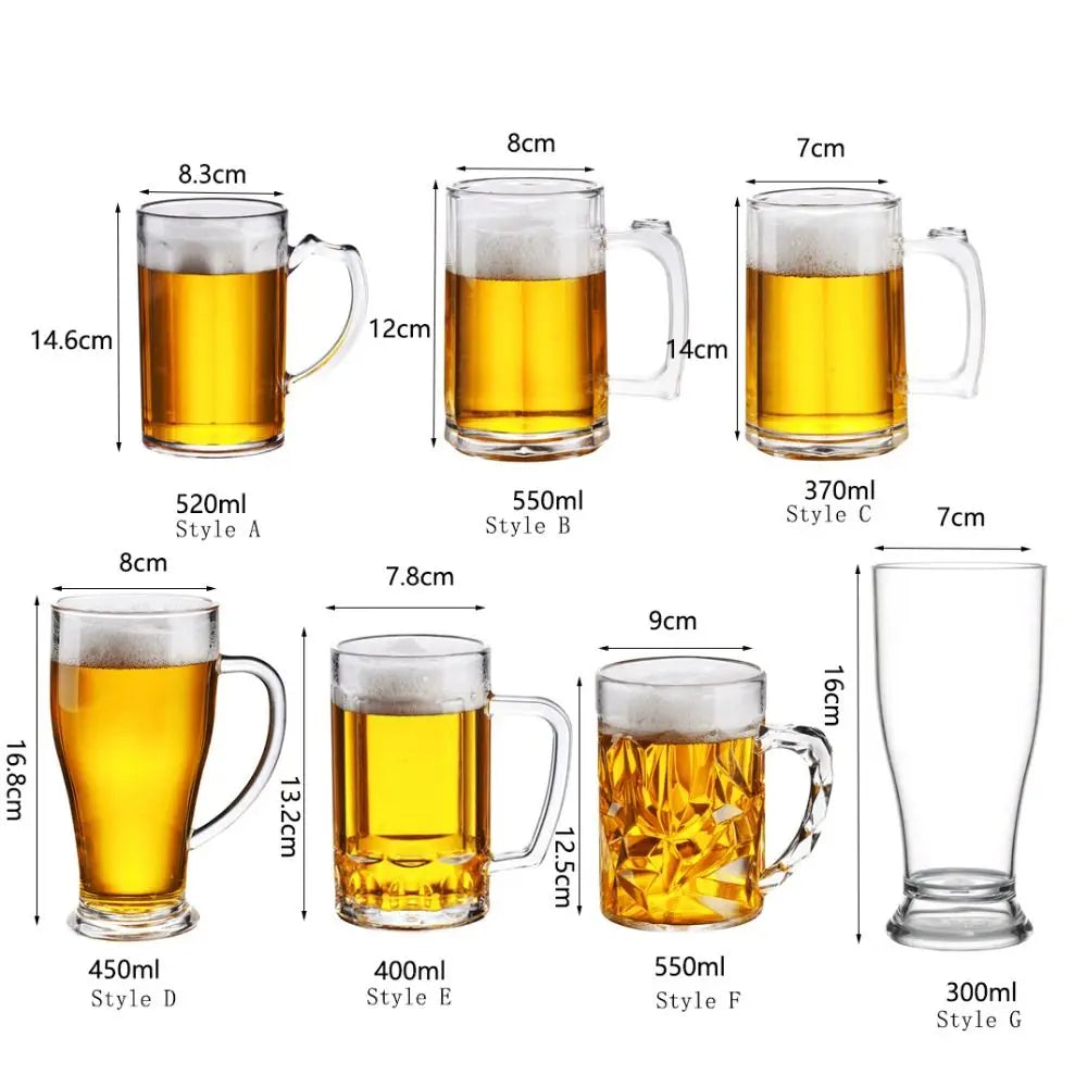 Drinkware Acrylic Beer Mug Transparent Anti-fall Beer Cup Plastic Unbreakable Water Cup Bar