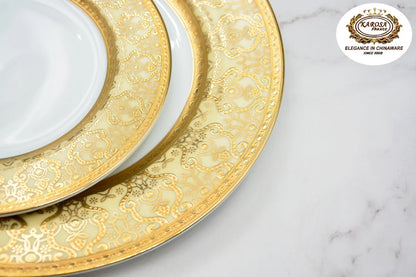 Luxury Gold Rim Ceramic Plates Sets China Porcelain Gold Dinner Set Royal Tableware Gold Tableware