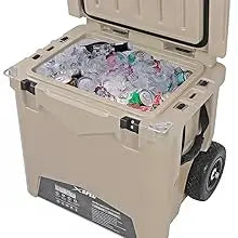 45 Quart Towable Ice Chest Cooler with Wheels - Pro Tough Roto Molded Outdoor Camping Cooler
