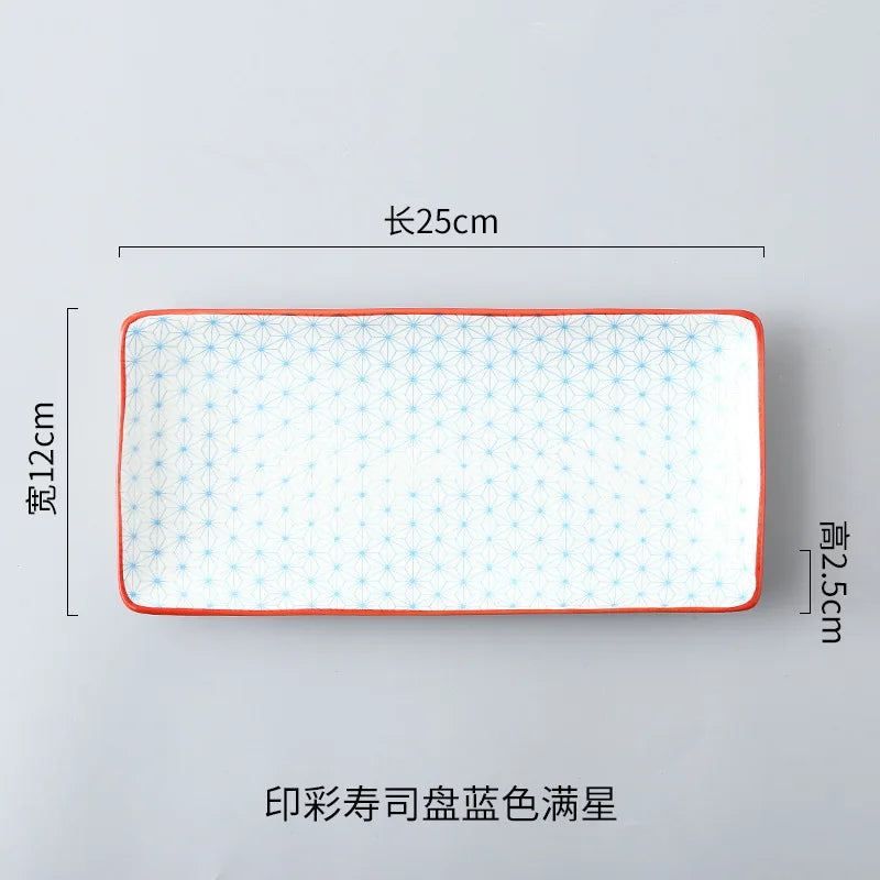 Crockery Party Dinner Dishes Tableware Set Japanese Sushi Plate Creative Underglaze Rectangular Dish Household Cold Plates 1 PC