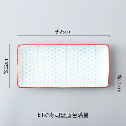 Crockery Party Dinner Dishes Tableware Set Japanese Sushi Plate Creative Underglaze Rectangular Dish Household Cold Plates 1 PC