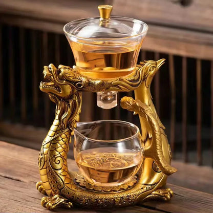 BOZZH Creative Dragon Glass Teapot Magnetic Diversion Rotating Cover Bowl Water Tea Cup Pu'er Oolong Drinkware Dropshipping Tea