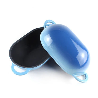 Enameled Cast Iron Dutch Oven - 9" Oval Loaf Pan for Sourdough Bread Baking