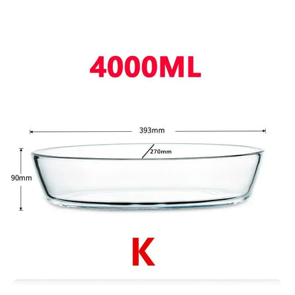 Large Capacity Toughened Glass Baking Dish Pan Oven Basics Plate Bakeware Non-Stick Kitchen Tool Cheese Rice Storage Tray