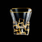 Whiskey Glass Tumblers Set Gold Line Wine Whisky Glasses Golden Painted Crystal Barware Multi-function Beer Cocktail Gift Box