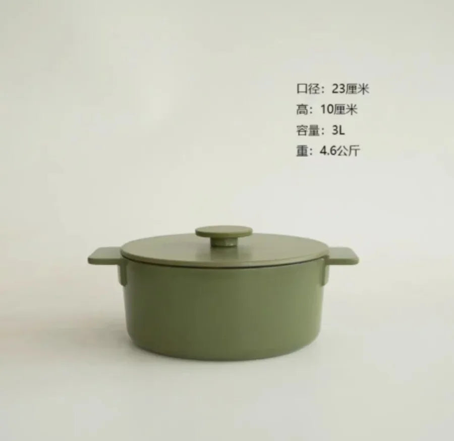 Nordic Cast Iron Enamel Pan 23-26cm - Uncoated Cookware for Soup, Stew & Seafood