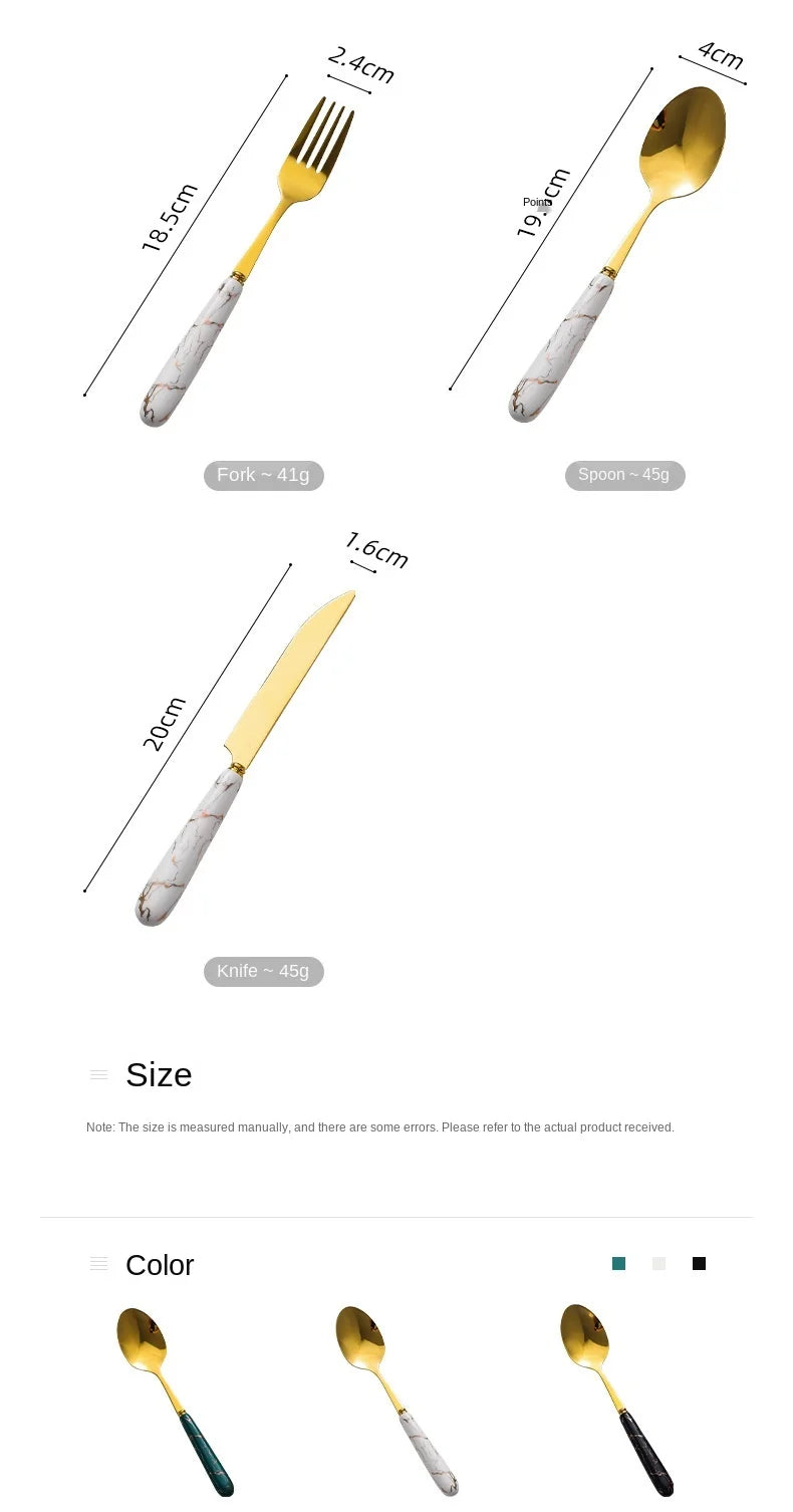 30pcs Cutlery Sets Gold Fork Spoon Knife Set Ceramic Tableware 304 Stainless Steel Dinner Set Cutlery Spoons Sets DropShipping