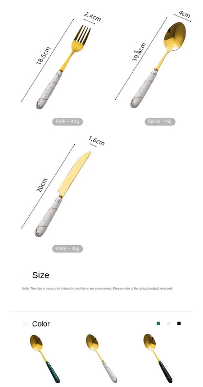 30pcs Cutlery Sets Gold Fork Spoon Knife Set Ceramic Tableware 304 Stainless Steel Dinner Set Cutlery Spoons Sets DropShipping
