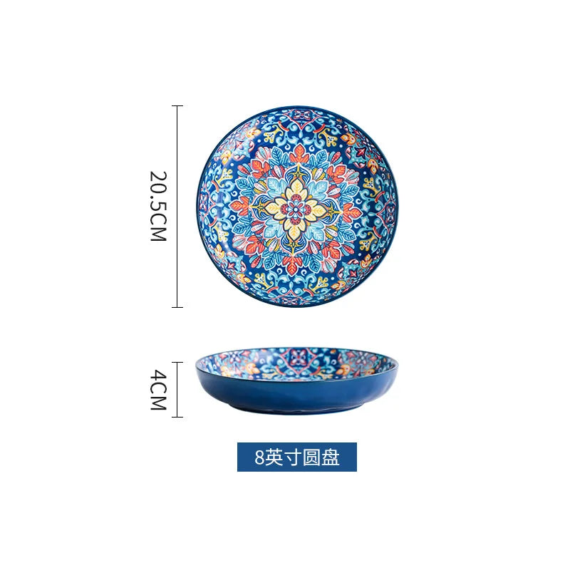 Baroque Ceramic Bowl Set - Creative Rice Soup Noodle Bowl with Handle