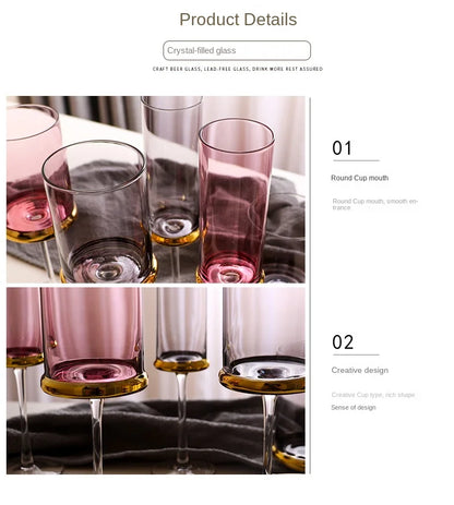 Nordic Gold Red Wine Glass Crystal Glass Champagne Glass Home Juice Glass Goblet Wine Glass Model Room Bar Barware