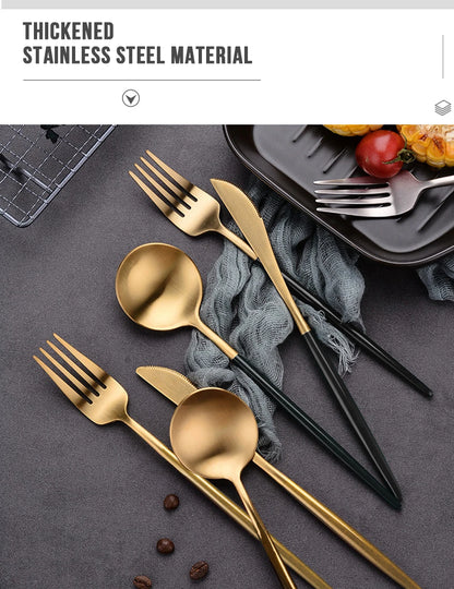 24pcs Dinnerware Set Stainless Steel Tableware Set Knife Fork Spoon Flatware Set Cutlery Set Knife Fork Spoon Tea Spoon