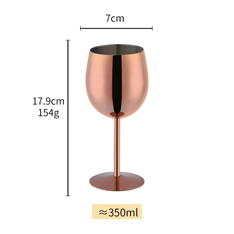 2PCS 350ml Wine Glass Stainless Steel Gold Goblet Champagne Cups Metal Juice Drinking Glass Luxury Barware Kitchen Tools