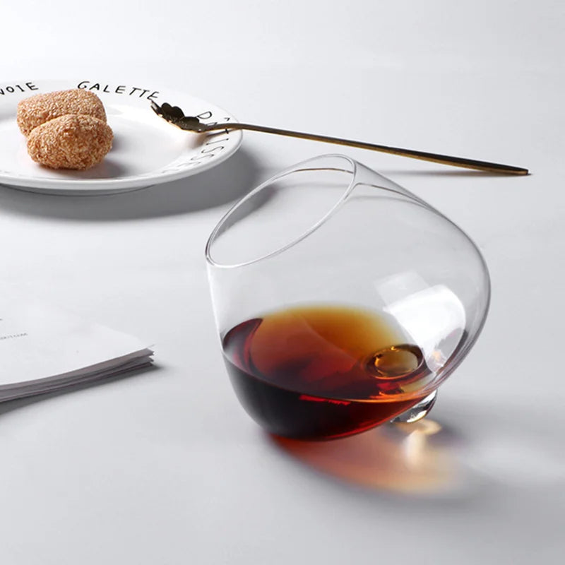 Whisky Beer Glass Cup - Rotating Belly Tumbler for Cocktails & Brandy