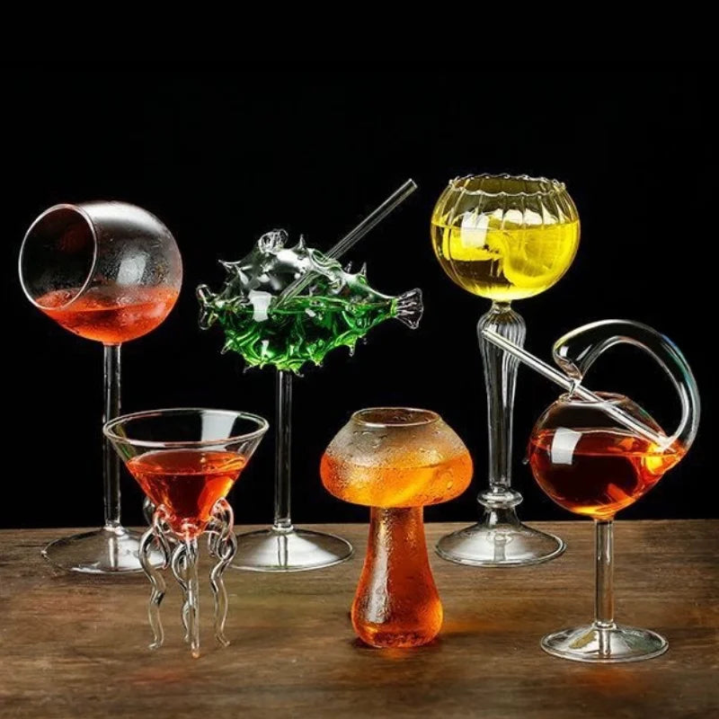 Glass Cocktail Glasses Barware Creative Quirky Red Wine Champagne Goblet Octopus Swan Party Drinkware