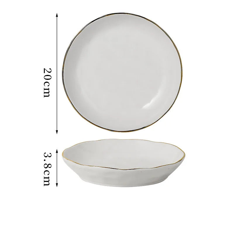 Gold Stroke Ceramic Plate Set - Creative Hammer Decorative Dinner Plates & Steak Dishes
