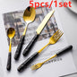 30pcs Cutlery Sets Gold Fork Spoon Knife Set Ceramic Tableware 304 Stainless Steel Dinner Set Cutlery Spoons Sets DropShipping