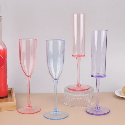 5Pcs 5oz/5.5oz Acrylic Champagne Goblet Glasses Cup Transparent Cocktail Glass Cups Anti-fall Goblet For Bar Pub Club Drinkware