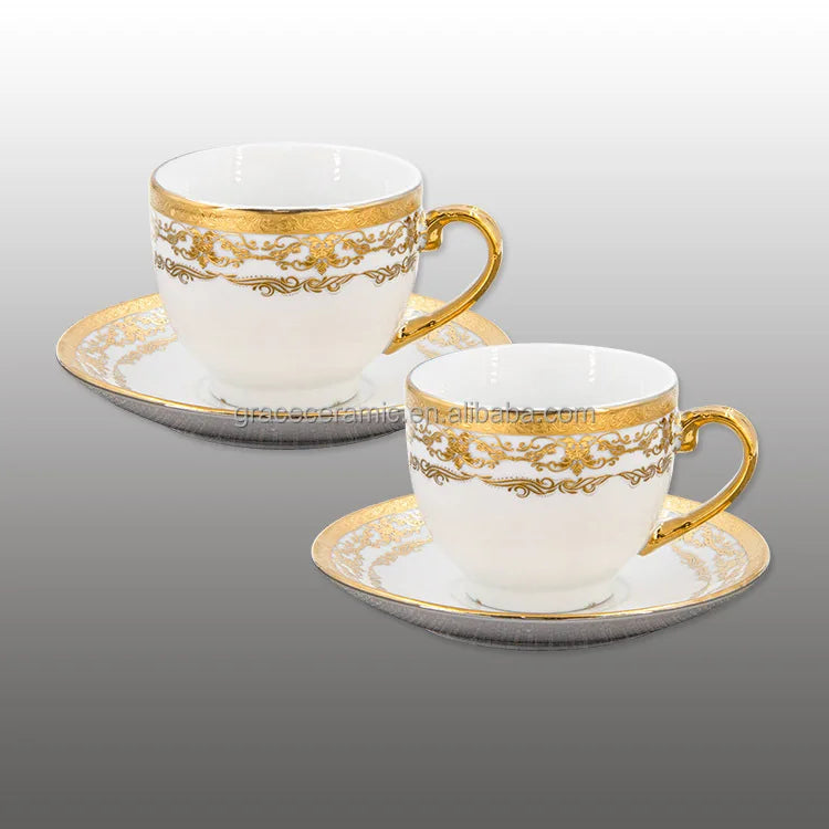 Hot Selling Gold Plated 20Pcs Indian Style Dinner Set Fine Porcelain Plate Sets Dinnerware Ceramic Dinner Gold