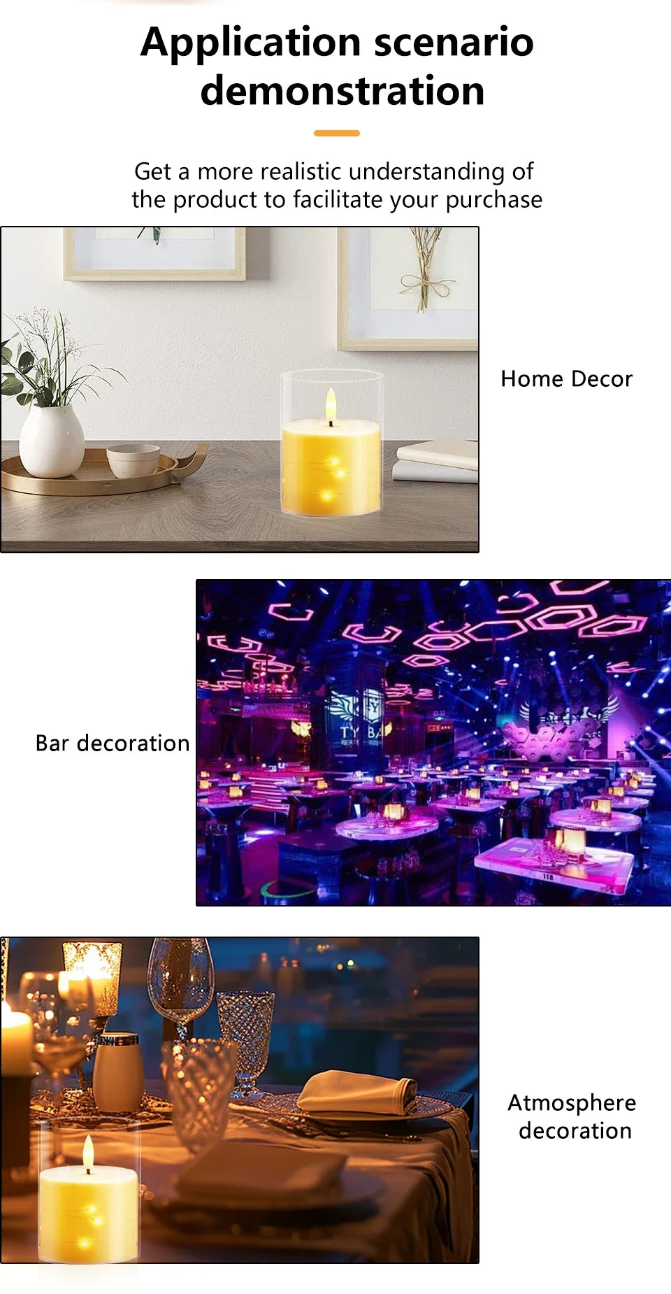 Flameless LED Candles with Embedded Star String Battery Operated Flickering Pillar Candle Light with Remote and Timer Home Decor