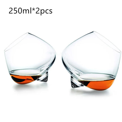 Whisky Beer Glass Cup - Rotating Belly Tumbler for Cocktails & Brandy
