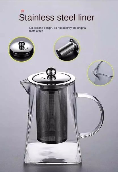 Glass Teapot with Infuser - Tea Set Kettle Maker for Loose Leaf Tea