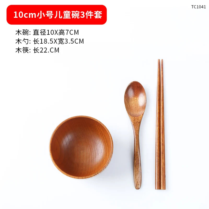 Japanese Wooden Tableware Set Bowl Chopsticks Spoon Tray Solid Wood Children's Tableware Set Tableware Kitchen Accessories
