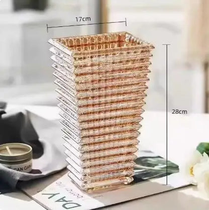 Light and Luxurious Crystal Glass Vases Transparent Decorative Decorations Flower Arrangement Water Culture and Flowers