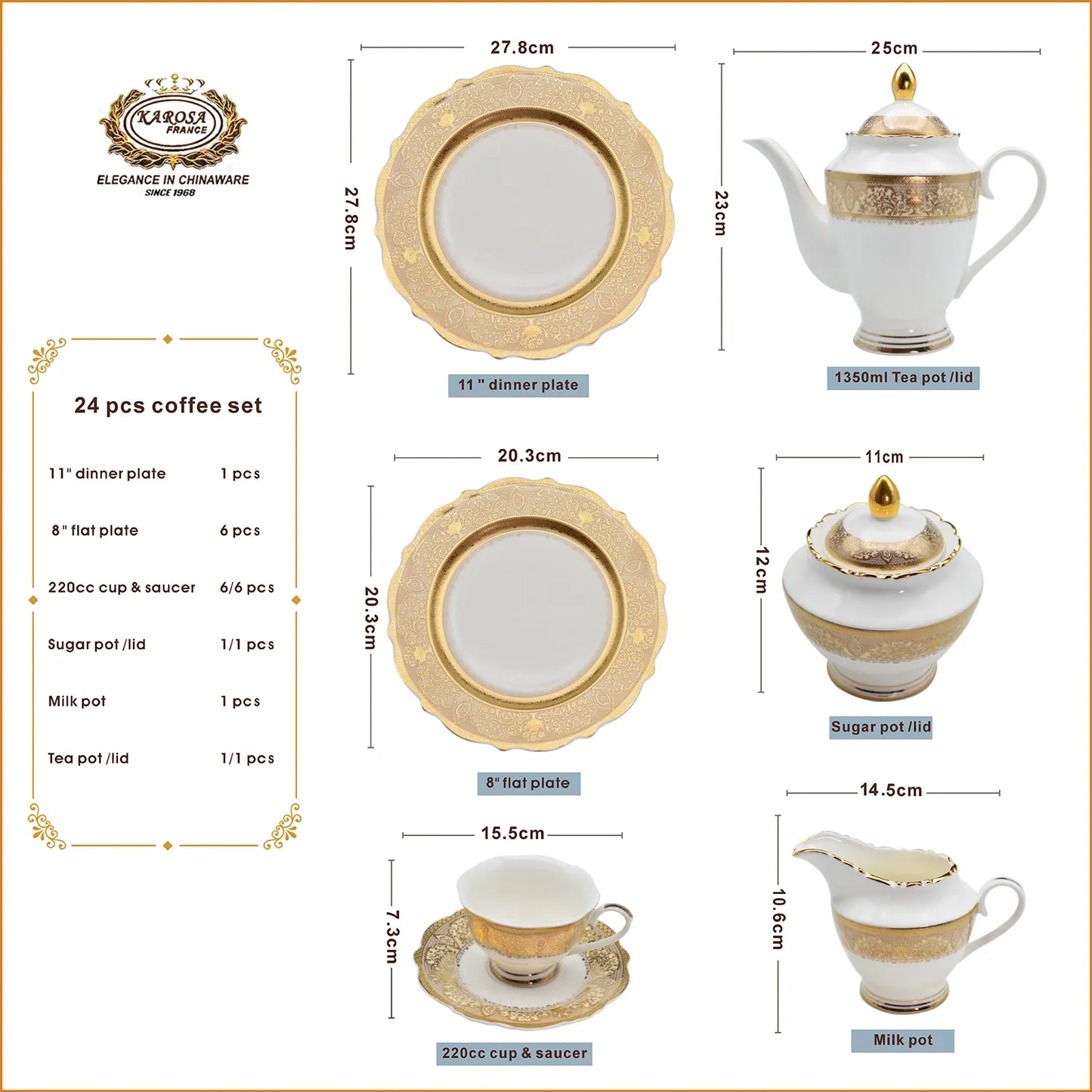 شكل عصري جديد لمجموعة عشاء من الخزف العظمي مزخرفة بالذهب من الطراز الألماني