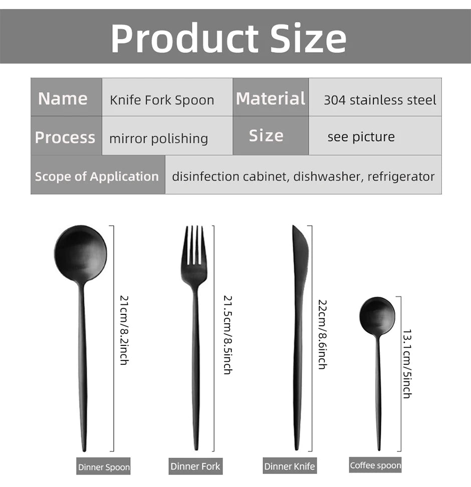 24pcs Dinnerware Set Stainless Steel Tableware Set Knife Fork Spoon Flatware Set Cutlery Set Knife Fork Spoon Tea Spoon