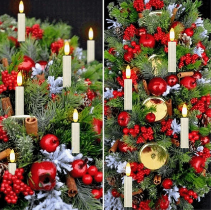 Pack of 10 LED Christmas Tree clip Candles Remote controlled w/Timer Battery Operated Flickering 3D wick Taper Candle Lighting