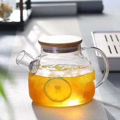 1.8L Transparent Borosilicate Glass Teapot Heat-Resistant Large Clear Tea Pot  Flower Tea Set Puer Kettle Cup Office Home Tool