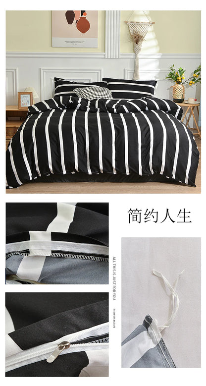 Black and White Bedding Set for Double Bed sabanas cama matrimonial Queen/King Comforter Sets Single Duvet Cover with Pillowcase