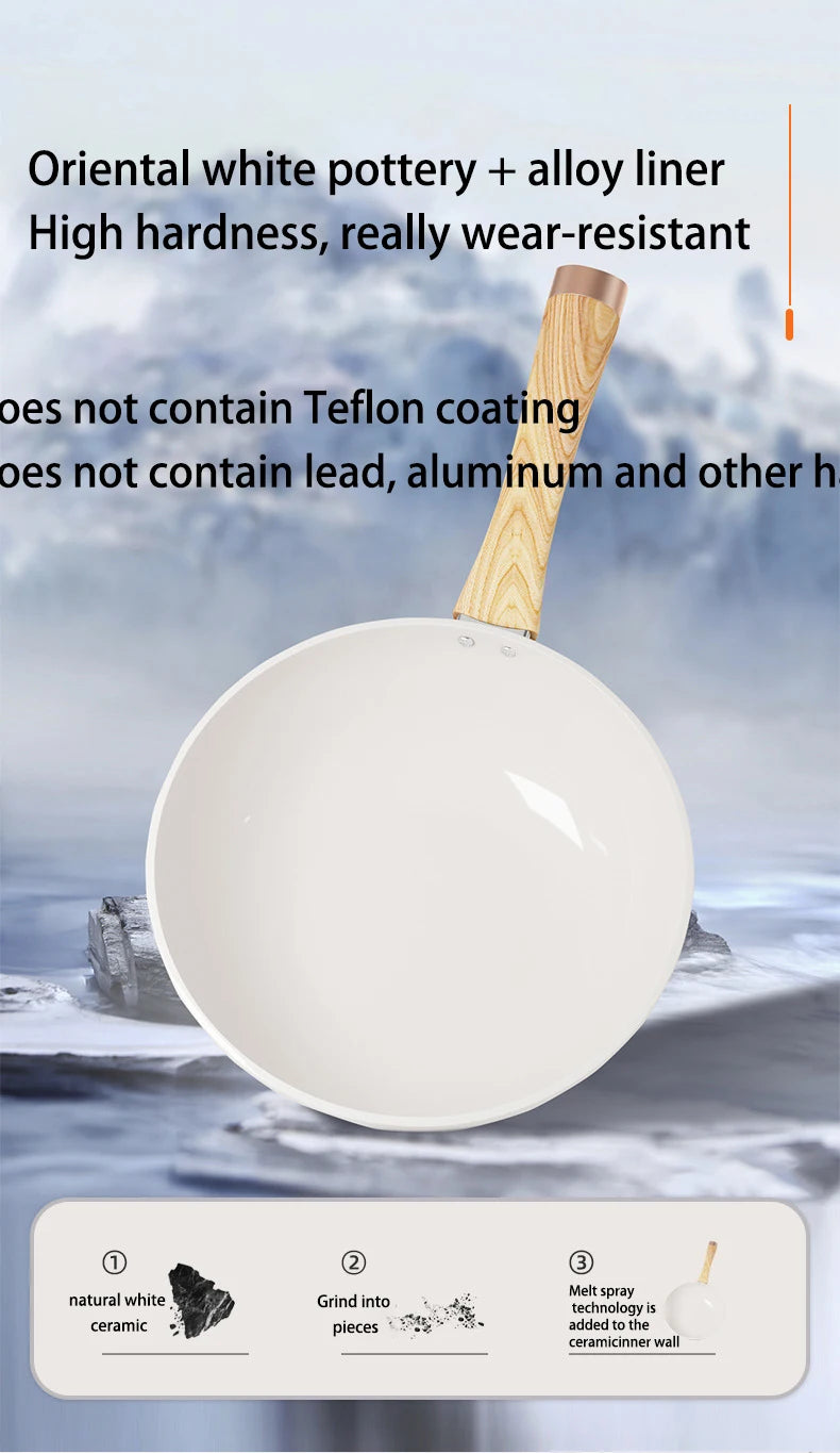 30cm Ceramic Wok Frying Pan - Non-Stick Skillet for Induction & Gas Stove