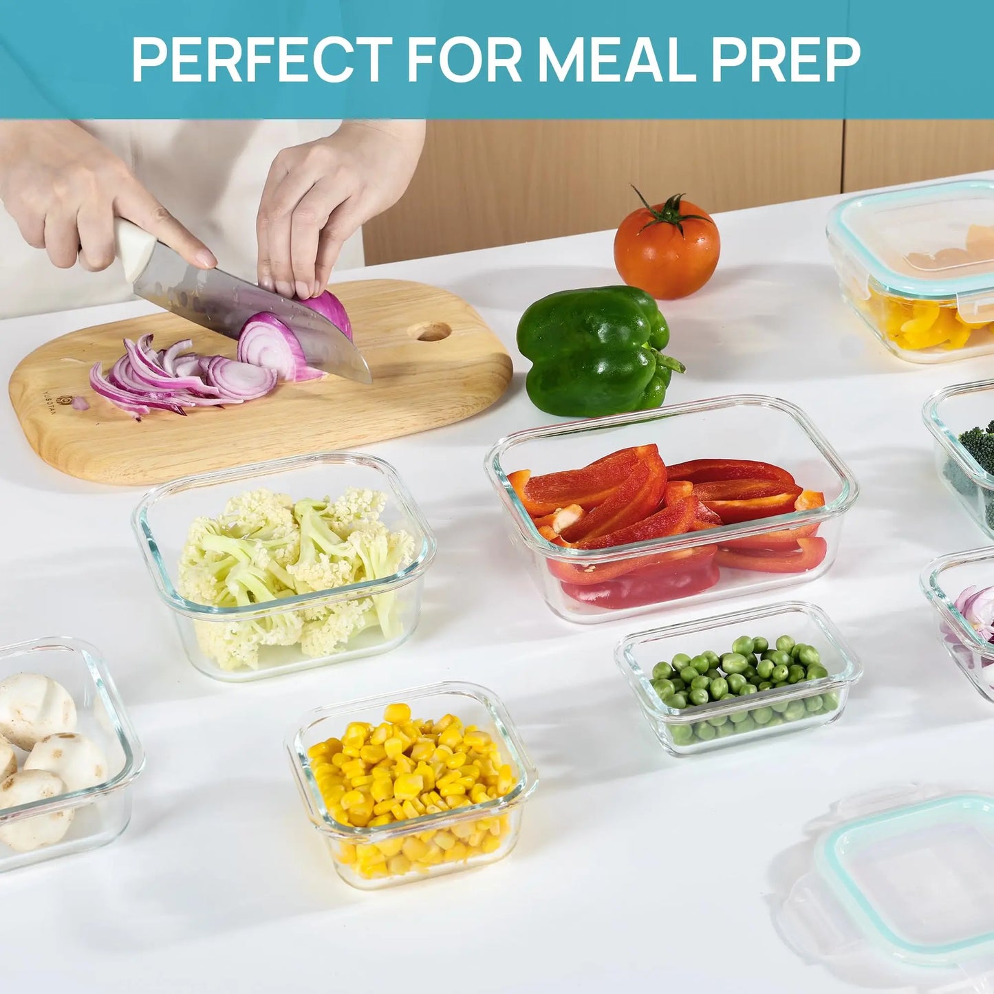 Glass Lunch Box Food Storage Containers, Meal Prep , Airtight Bento Box, for Microwave, Oven, Freezer and Dishwasher, BPA Free