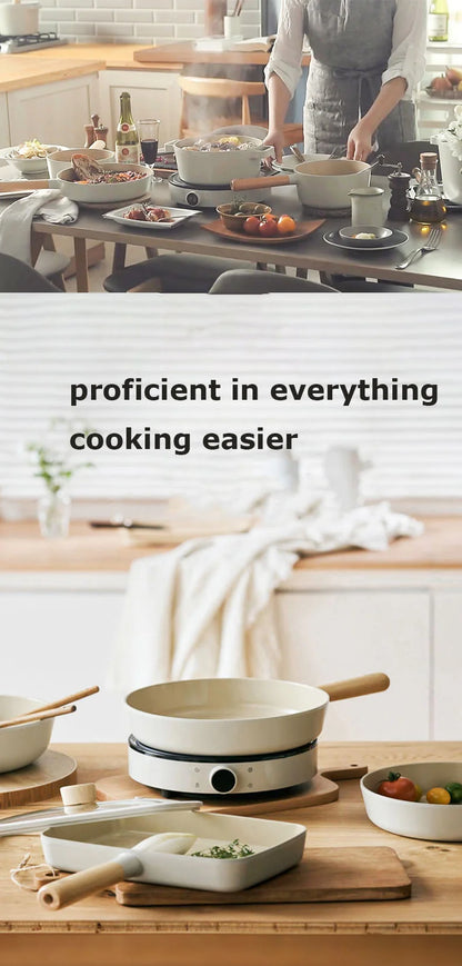 Korean Ceramic Non-Stick Wok - Milk Pot Frying Pan for Induction & Gas Stove