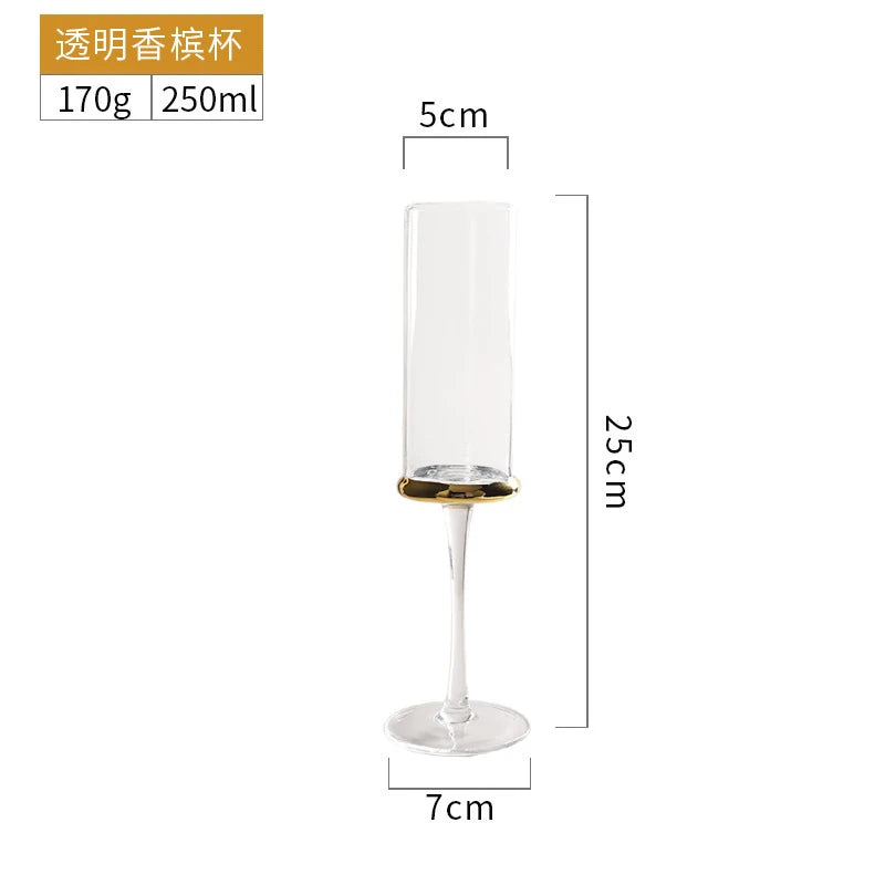 Nordic Gold Red Wine Glass Crystal Glass Champagne Glass Home Juice Glass Goblet Wine Glass Model Room Bar Barware