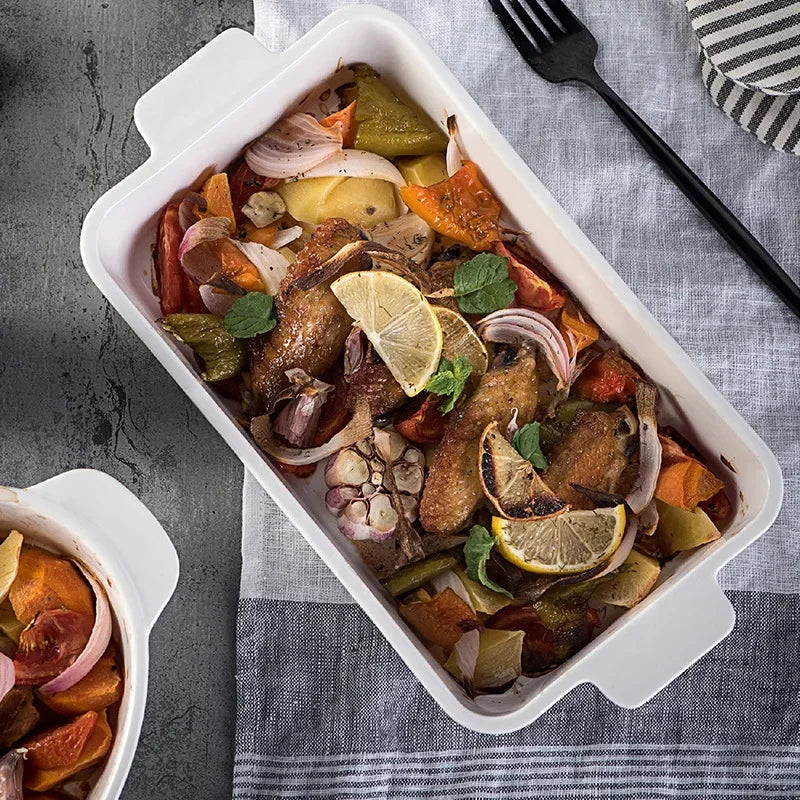 Porcelain Dishes Kitchen Accessories Bakeware Bread Pan Ceramic Baking Tray Cooking Utensils Tools Gadgets Oven