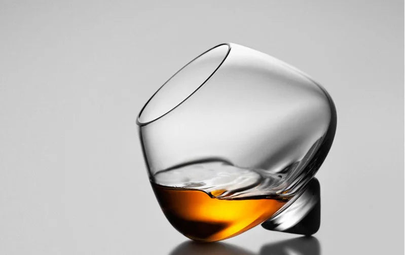 Whisky Beer Glass Cup - Rotating Belly Tumbler for Cocktails & Brandy