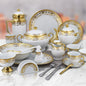 Hot Selling Gold Plated 20Pcs Indian Style Dinner Set Fine Porcelain Plate Sets Dinnerware Ceramic Dinner Gold