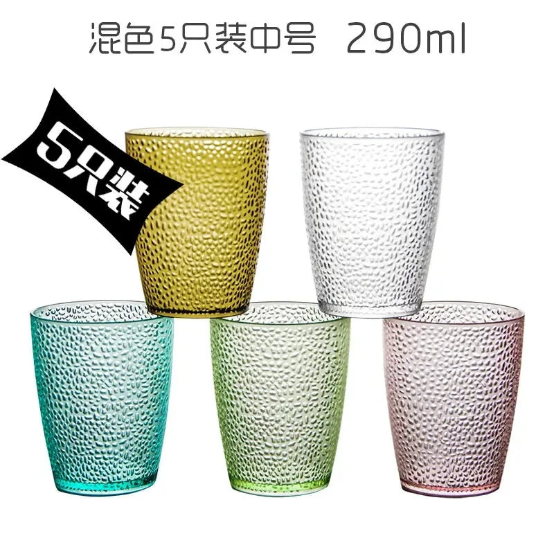 5PCS Acrylic Juice Glass Colorful Diamond Water Glass Hotel Restaurant Wine Drink Cup Home Party Supplies