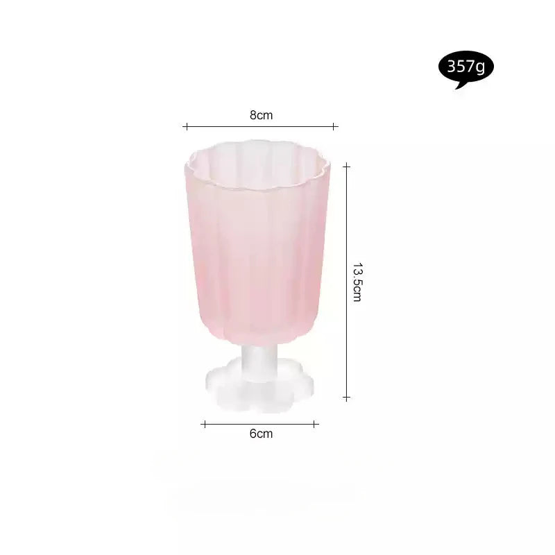 220ml Glass Colorful Flower Shaped Vase Plant Flower Arrangement Ornament Wine Glass Tea Drinking Glass Bar Drinkware Glass Cup