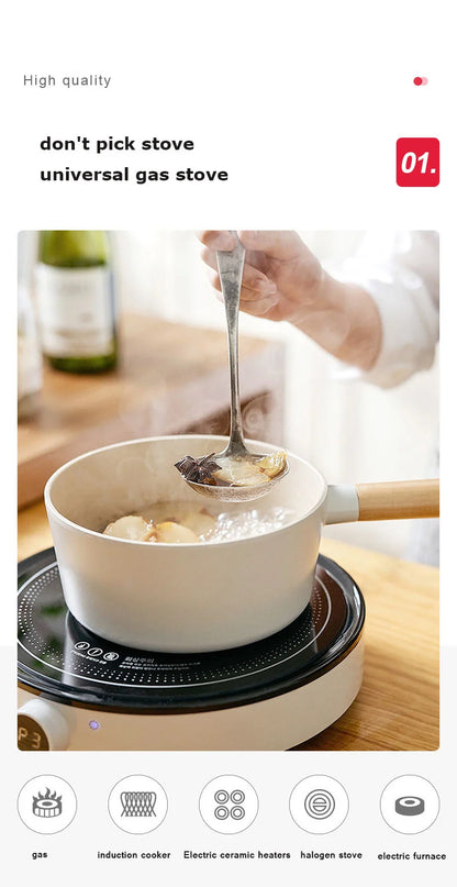 Korean Ceramic Non-Stick Wok - Milk Pot Frying Pan for Induction & Gas Stove