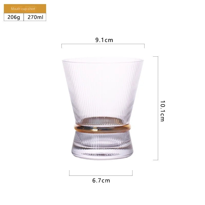 Gold Creative Vertical Gold Waist Line Goblet Champagne Glass Cocktail Glass Vertical Water Bottle Set Party Wedding Barware