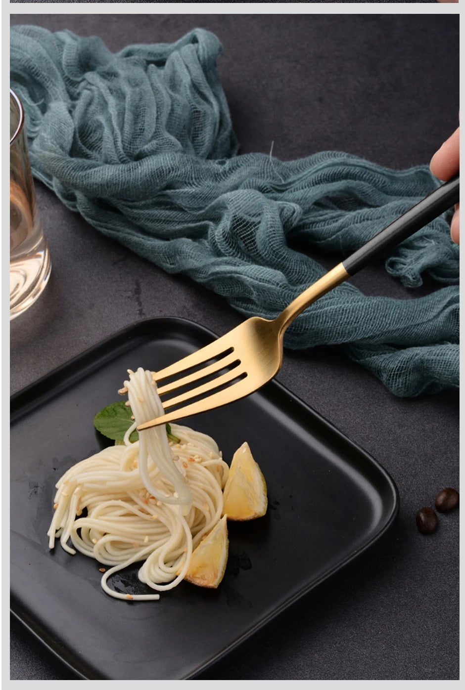 24pcs Dinnerware Set Stainless Steel Tableware Set Knife Fork Spoon Flatware Set Cutlery Set Knife Fork Spoon Tea Spoon