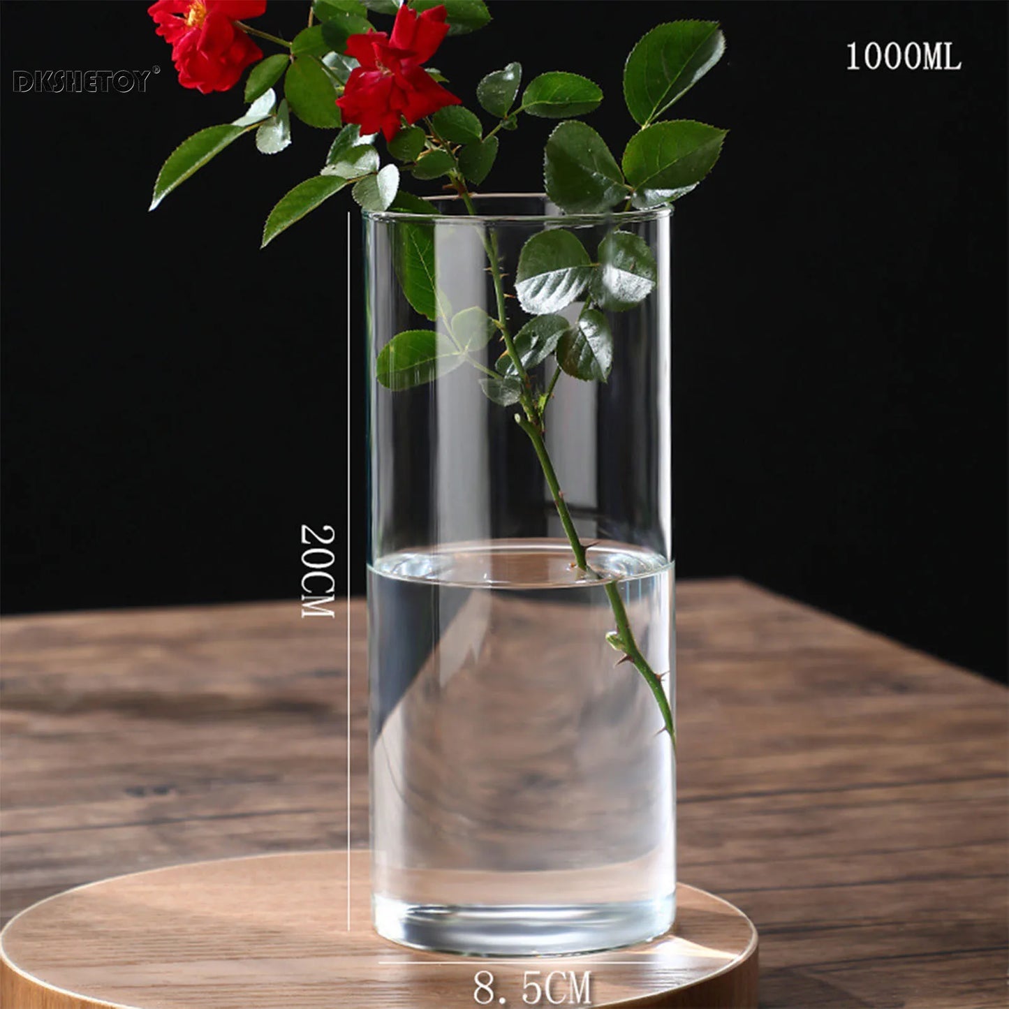 Glass Flower Vase desk decoration Modern Small Cylinder Flower Centerpiece Vases for Home Office Wedding Table