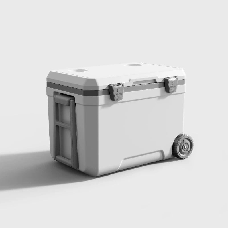 45L Portable Ice Chest Cooler with Wheels - Insulated Outdoor Camping Cooler Box