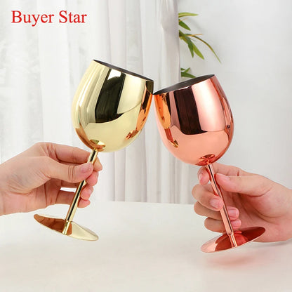 2PCS 350ml Wine Glass Stainless Steel Gold Goblet Champagne Cups Metal Juice Drinking Glass Luxury Barware Kitchen Tools