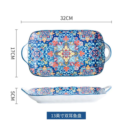 Baroque Ceramic Bowl Set - Creative Rice Soup Noodle Bowl with Handle