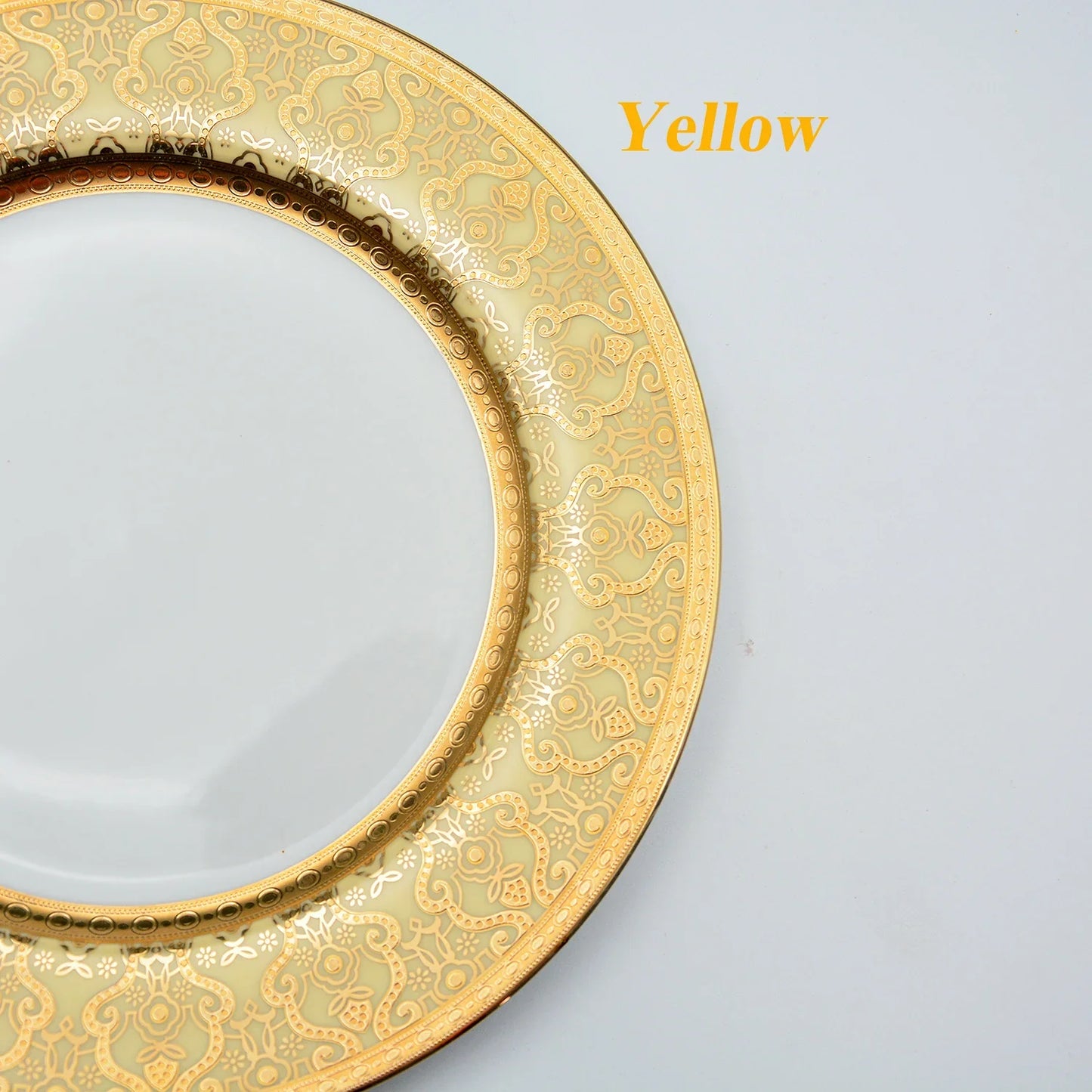 Luxury Gold Rim Ceramic Plates Sets China Porcelain Gold Dinner Set Royal Tableware Gold Tableware